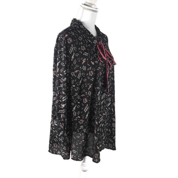 Modcloth Size 4x Blouse Pussy Bow Musical Note - Picture 3 of 7
